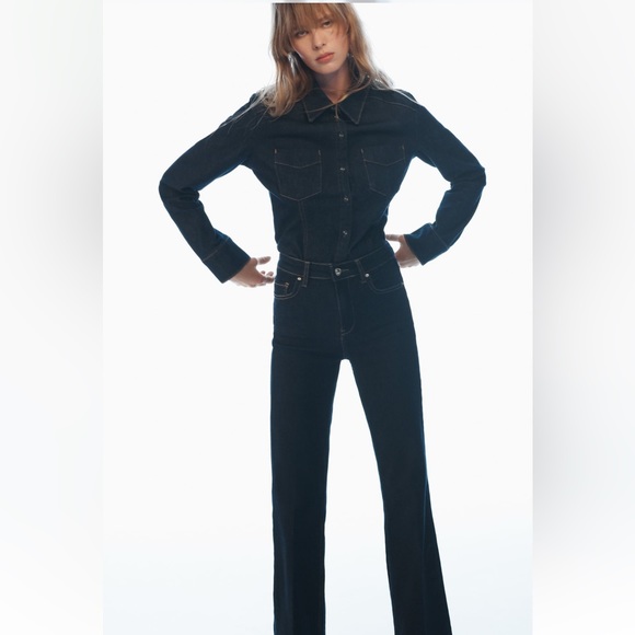 Zara FITTED DENIM SHIRT. Blue. Size S. New with Tags. - Picture 2 of 7